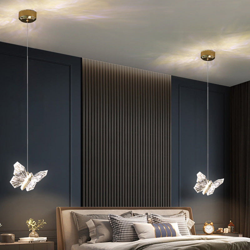 Lustre Suspendu LED en Acrylique et Zinc Papillon Créatif Contemporain pour Salon 