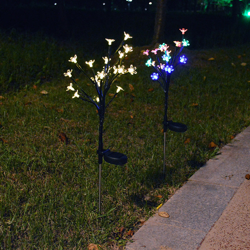 مصباح أرضي خارجي بلاستيكي LED بتصميم آرت ديكو حديث على شكل زهرة الكرز واللوتس للحديقة 