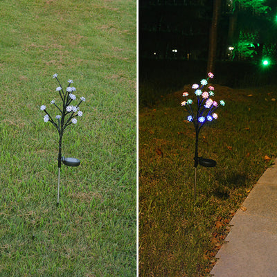 مصباح أرضي خارجي بلاستيكي LED بتصميم آرت ديكو حديث على شكل زهرة الكرز واللوتس للحديقة 
