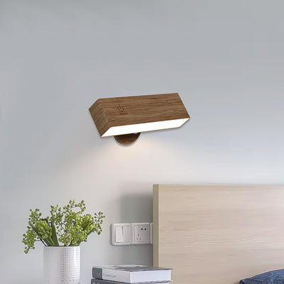 Moderne minimalistische Rechteck Holz LED Wandleuchte Lampe für Wohnzimmer 