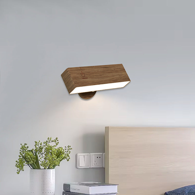 Moderne minimalistische Rechteck Holz LED Wandleuchte Lampe für Wohnzimmer 