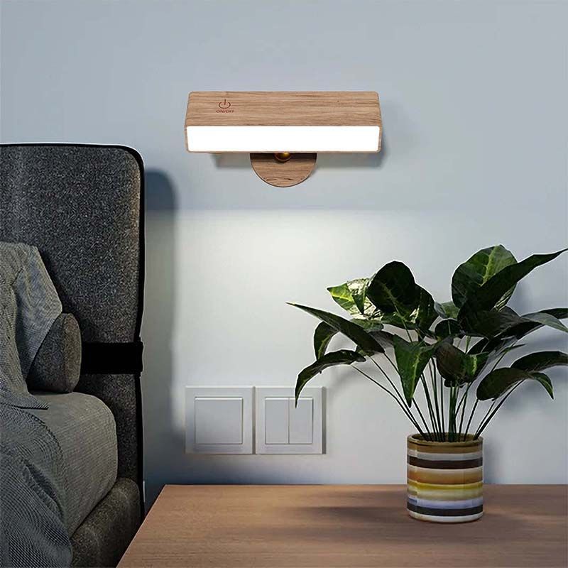 Moderne minimalistische Rechteck Holz LED Wandleuchte Lampe für Wohnzimmer 
