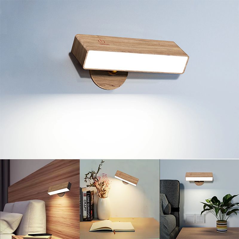 Moderne minimalistische Rechteck Holz LED Wandleuchte Lampe für Wohnzimmer 