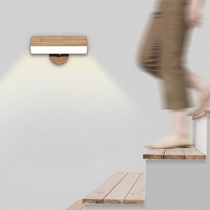 Moderne minimalistische Rechteck Holz LED Wandleuchte Lampe für Wohnzimmer 