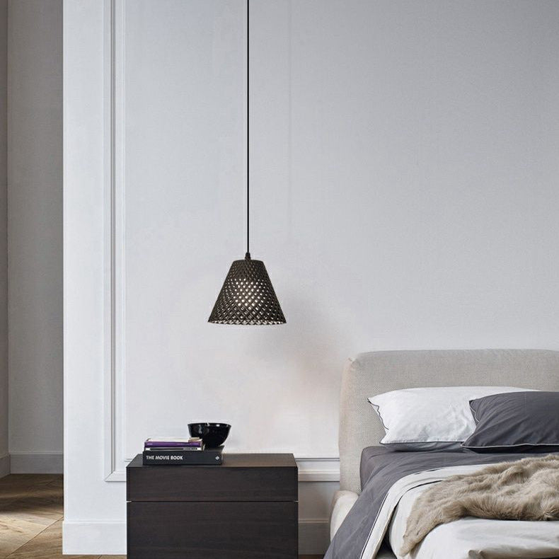 Suspension Luminaire en Ciment à Trou Creux Conique Scandinave Contemporain 1 Lumière Pour Salon 