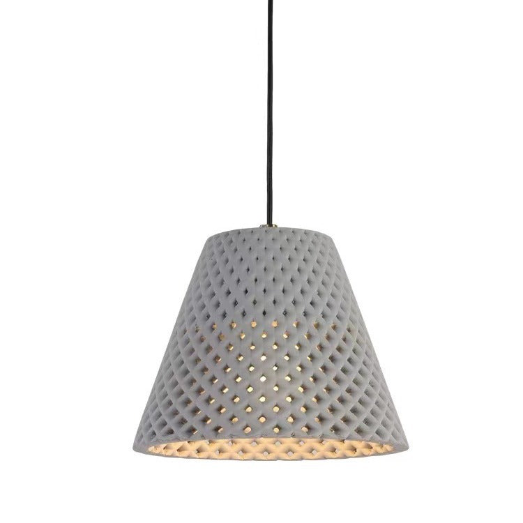 Suspension Luminaire en Ciment à Trou Creux Conique Scandinave Contemporain 1 Lumière Pour Salon 