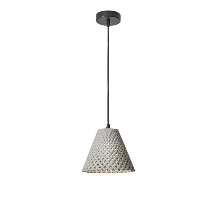Suspension Luminaire en Ciment à Trou Creux Conique Scandinave Contemporain 1 Lumière Pour Salon 