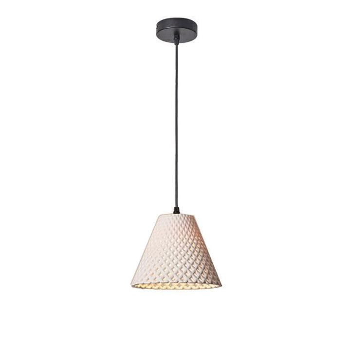Suspension Luminaire en Ciment à Trou Creux Conique Scandinave Contemporain 1 Lumière Pour Salon 