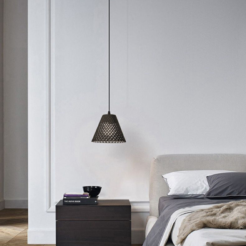 Suspension Luminaire en Ciment à Trou Creux Conique Scandinave Contemporain 1 Lumière Pour Salon 