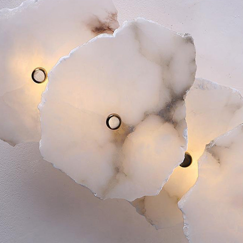 Applique murale LED en marbre avec matériel créatif contemporain et cercle irrégulier pour salon 