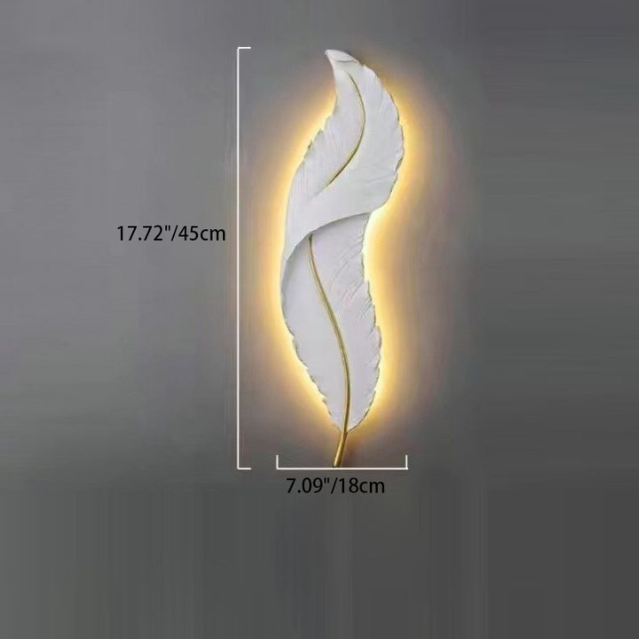 Zeitgenössische kreative Federform Harz Silikon LED Wandleuchte Lampe für Schlafzimmer 