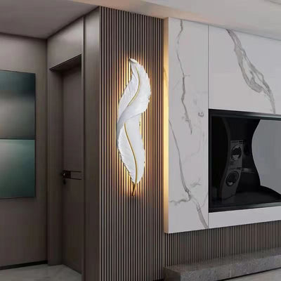 Lámpara de Aplique de Pared LED de Silicona de Resina con Forma de Pluma Creativa Contemporánea para Dormitorio 