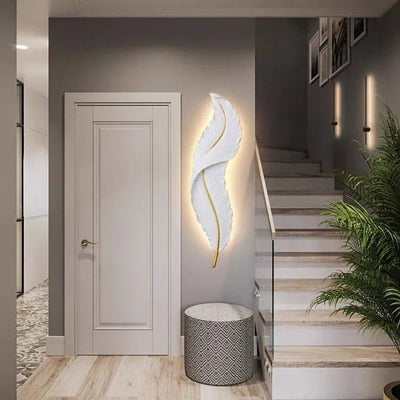 Lámpara de Aplique de Pared LED de Silicona de Resina con Forma de Pluma Creativa Contemporánea para Dormitorio 
