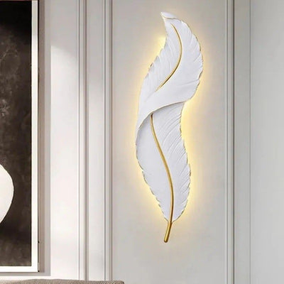 Lámpara de Aplique de Pared LED de Silicona de Resina con Forma de Pluma Creativa Contemporánea para Dormitorio 