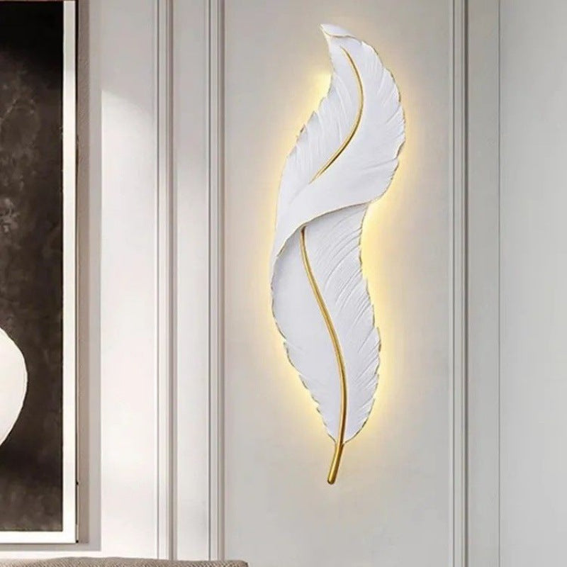 Lámpara de Aplique de Pared LED de Silicona de Resina con Forma de Pluma Creativa Contemporánea para Dormitorio 