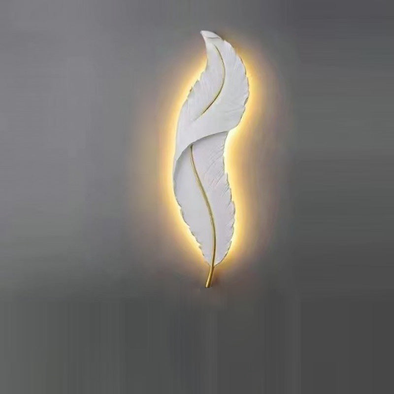 Lámpara de Aplique de Pared LED de Silicona de Resina con Forma de Pluma Creativa Contemporánea para Dormitorio 