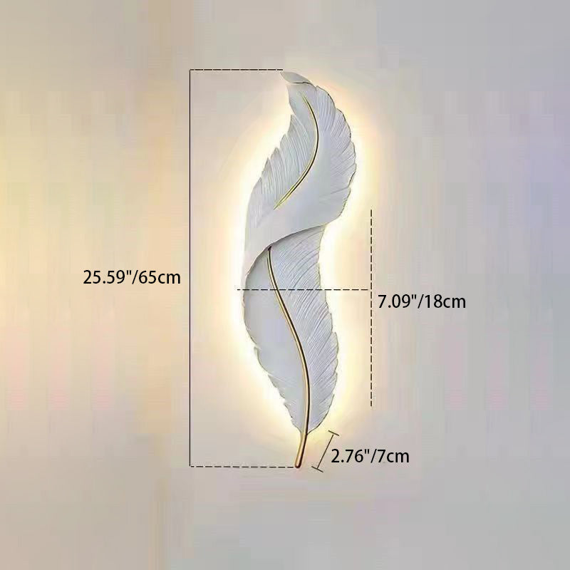 Lámpara de Aplique de Pared LED de Silicona de Resina con Forma de Pluma Creativa Contemporánea para Dormitorio 
