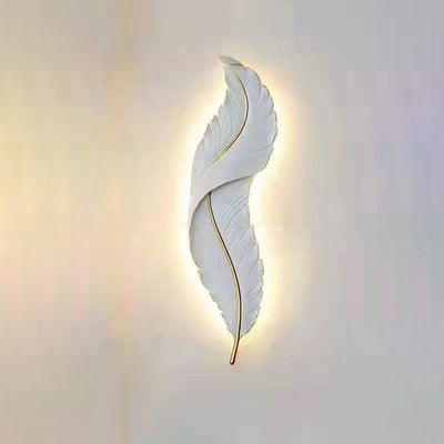 Lámpara de Aplique de Pared LED de Silicona de Resina con Forma de Pluma Creativa Contemporánea para Dormitorio 