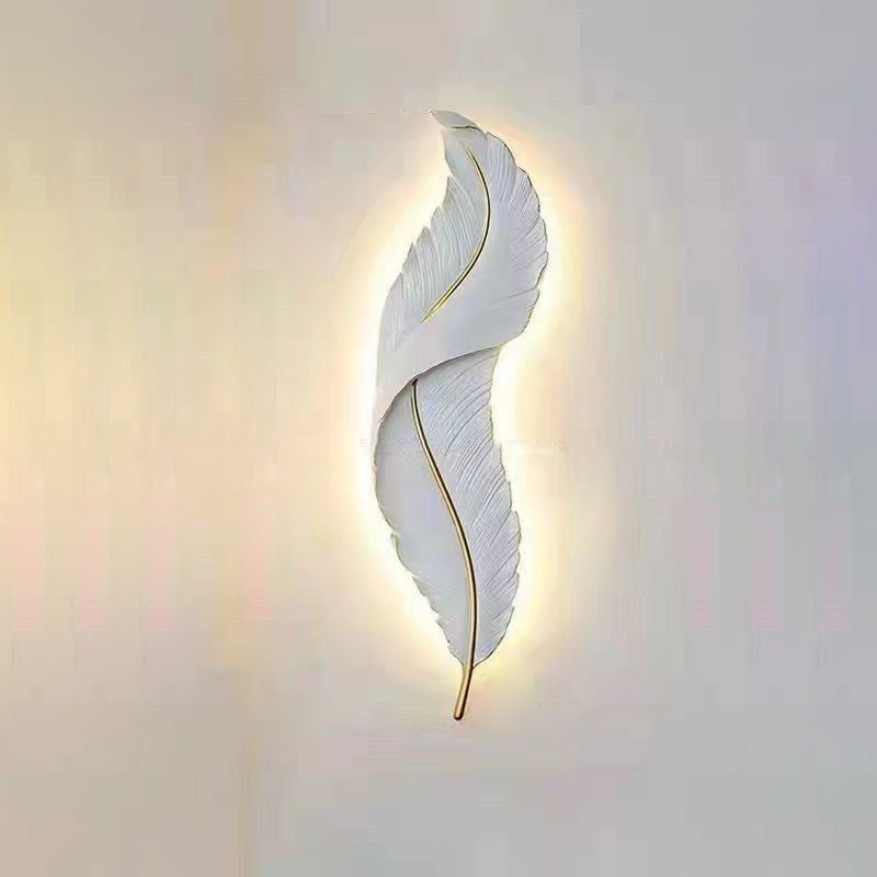 Lámpara de Aplique de Pared LED de Silicona de Resina con Forma de Pluma Creativa Contemporánea para Dormitorio 