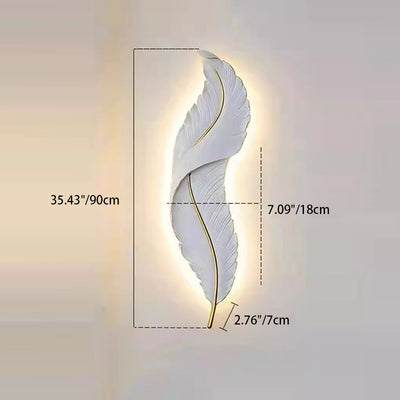 Lámpara de Aplique de Pared LED de Silicona de Resina con Forma de Pluma Creativa Contemporánea para Dormitorio 