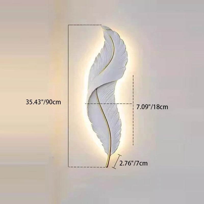 Lámpara de Aplique de Pared LED de Silicona de Resina con Forma de Pluma Creativa Contemporánea para Dormitorio 