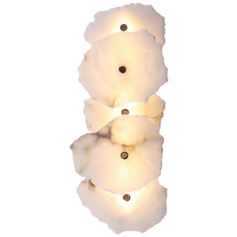 Applique murale LED contemporaine créative en forme de cercle irrégulier en fer, cuivre et marbre pour chambre 