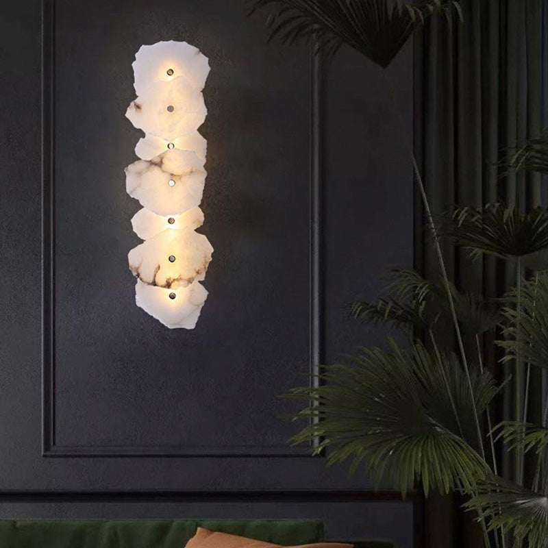 Applique murale LED contemporaine créative en forme de cercle irrégulier en fer, cuivre et marbre pour chambre 