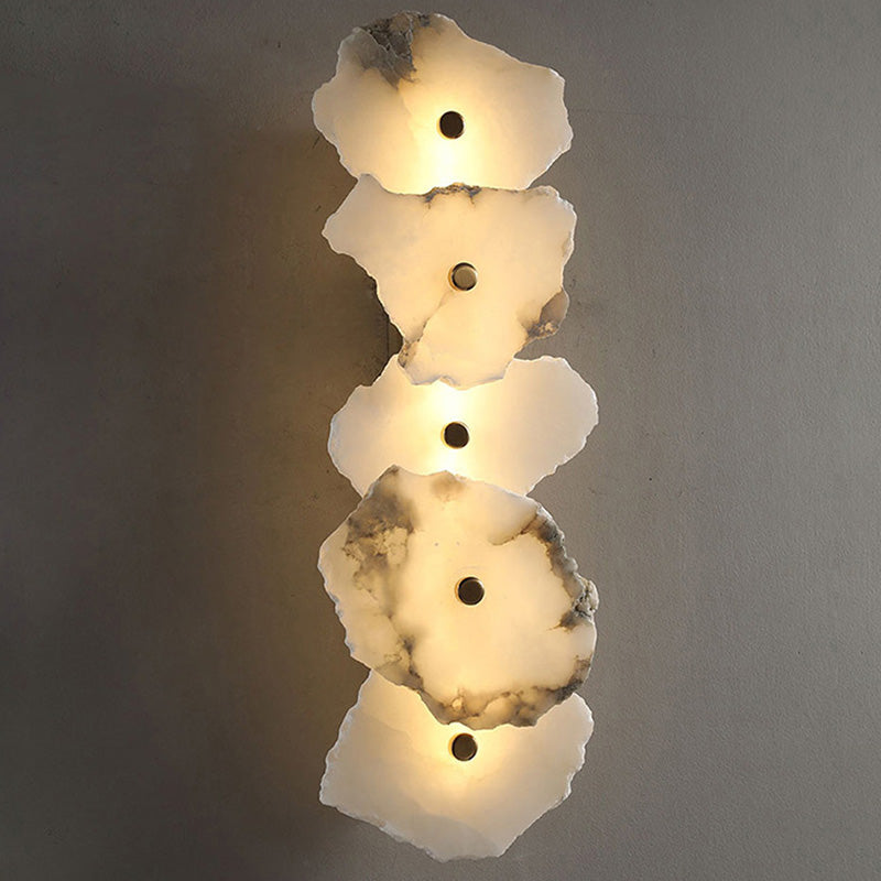 Applique murale LED contemporaine créative en forme de cercle irrégulier en fer, cuivre et marbre pour chambre 
