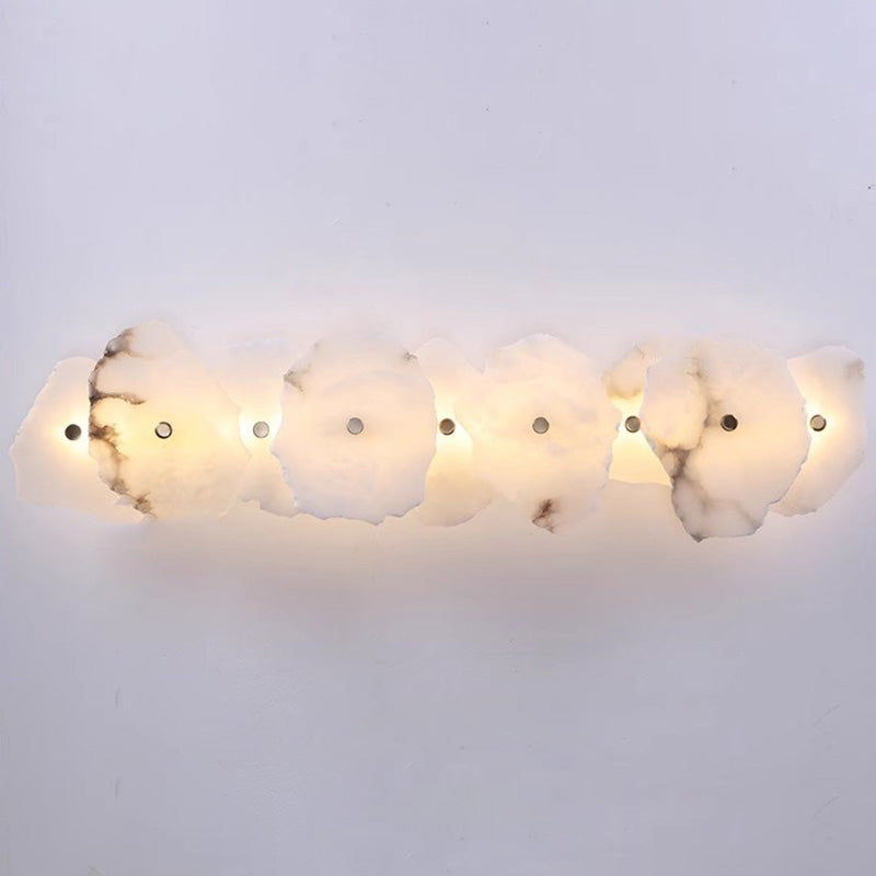 Applique murale LED contemporaine créative en forme de cercle irrégulier en fer, cuivre et marbre pour chambre 