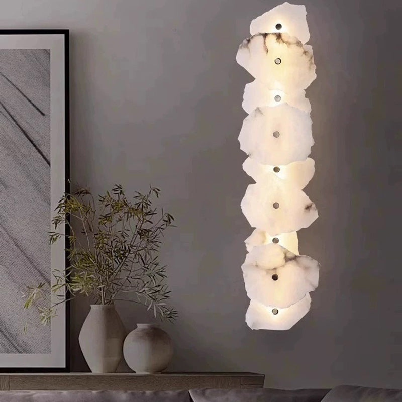 Applique murale LED contemporaine créative en forme de cercle irrégulier en fer, cuivre et marbre pour chambre 