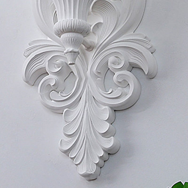 Applique murale 1 lumière en résine avec verre sculpté en forme de fleur crème traditionnelle française pour salon 