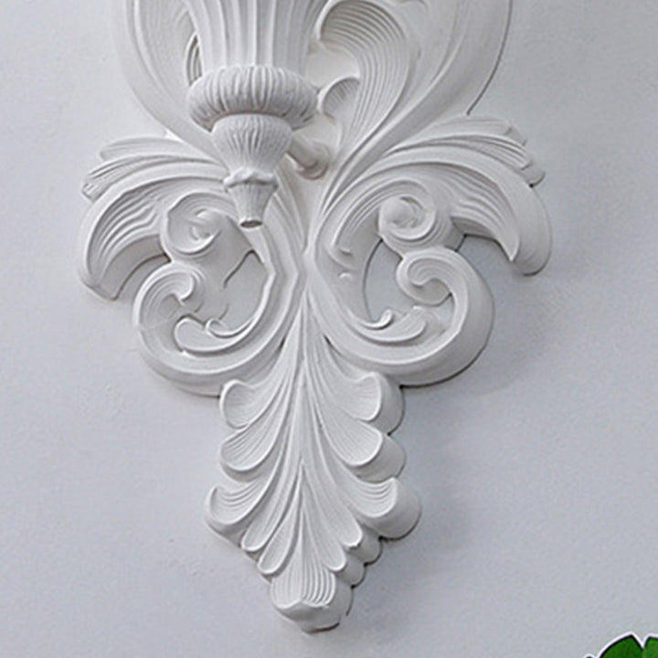 Applique murale 1 lumière en résine avec verre sculpté en forme de fleur crème traditionnelle française pour salon 
