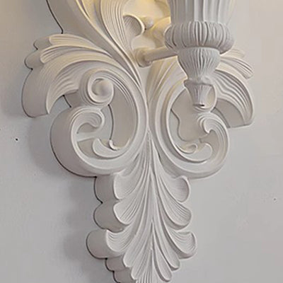 Applique murale 1 lumière en résine avec verre sculpté en forme de fleur crème traditionnelle française pour salon 