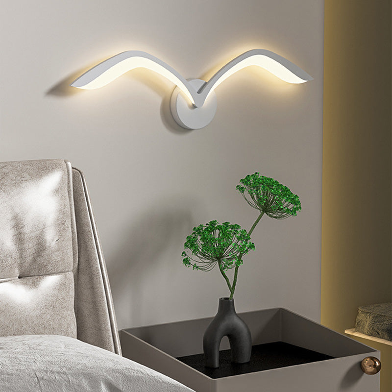 Contemporary Creative Seagull Shape Curved Acrylic Iron LED Wall Sconce Lamp For Living Room