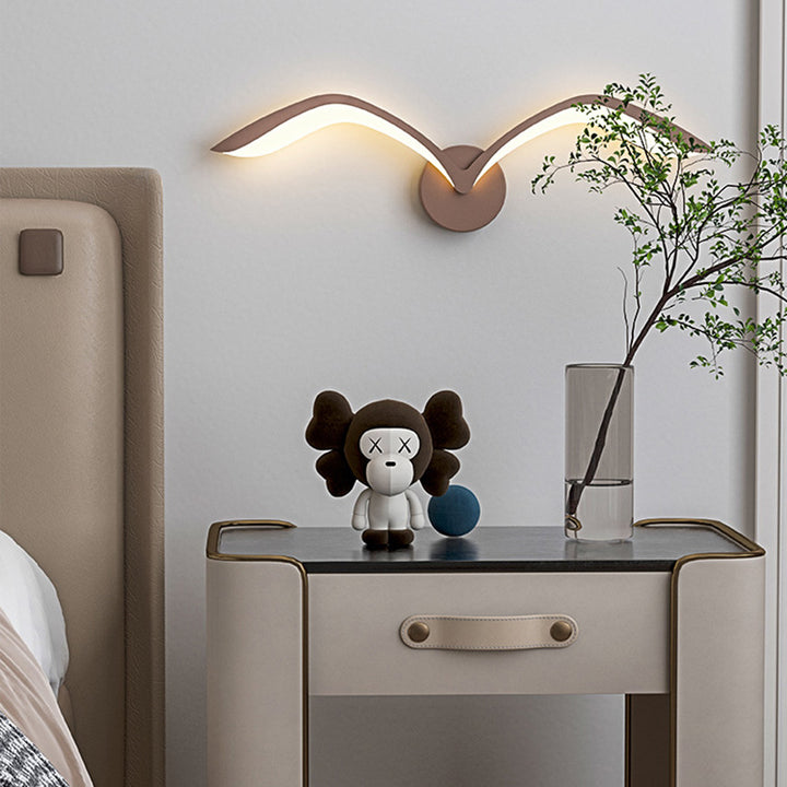 Contemporary Creative Seagull Shape Curved Acrylic Iron LED Wall Sconce Lamp For Living Room