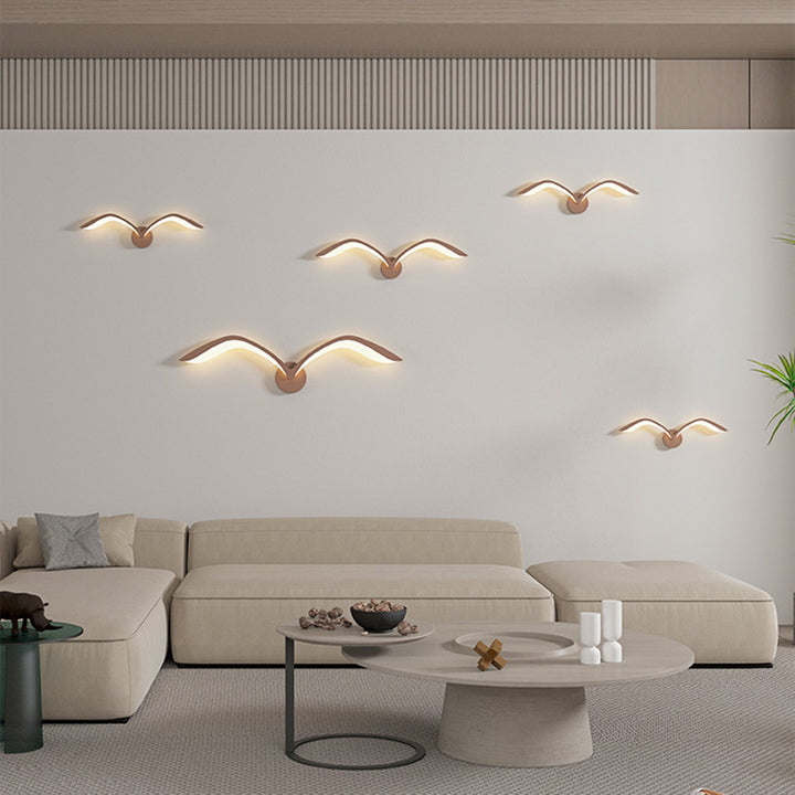 Contemporary Creative Seagull Shape Curved Acrylic Iron LED Wall Sconce Lamp For Living Room