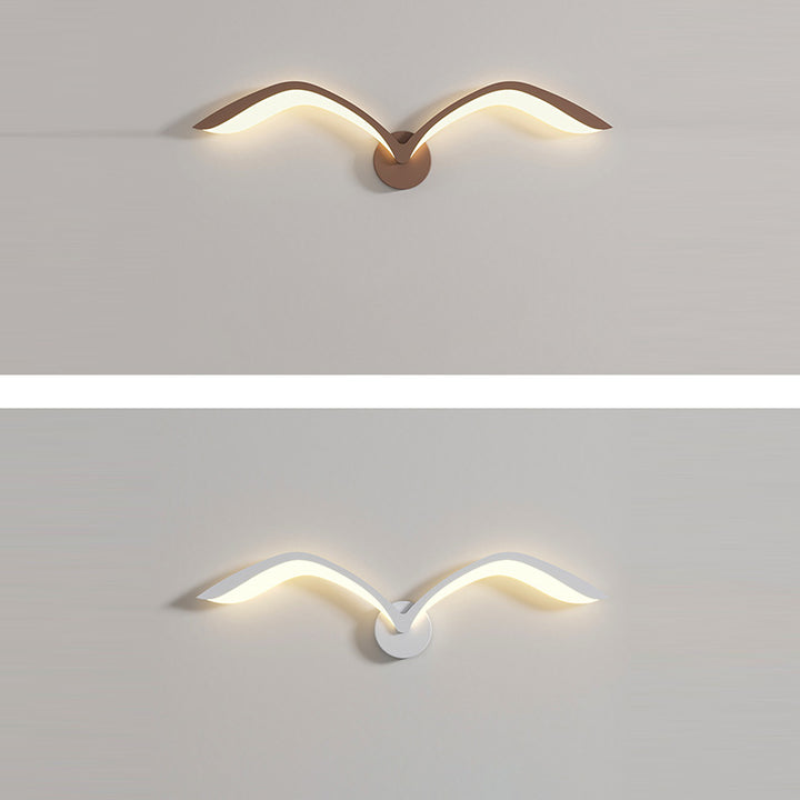Contemporary Creative Seagull Shape Curved Acrylic Iron LED Wall Sconce Lamp For Living Room