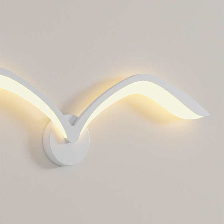 Contemporary Creative Seagull Shape Curved Acrylic Iron LED Wall Sconce Lamp For Living Room