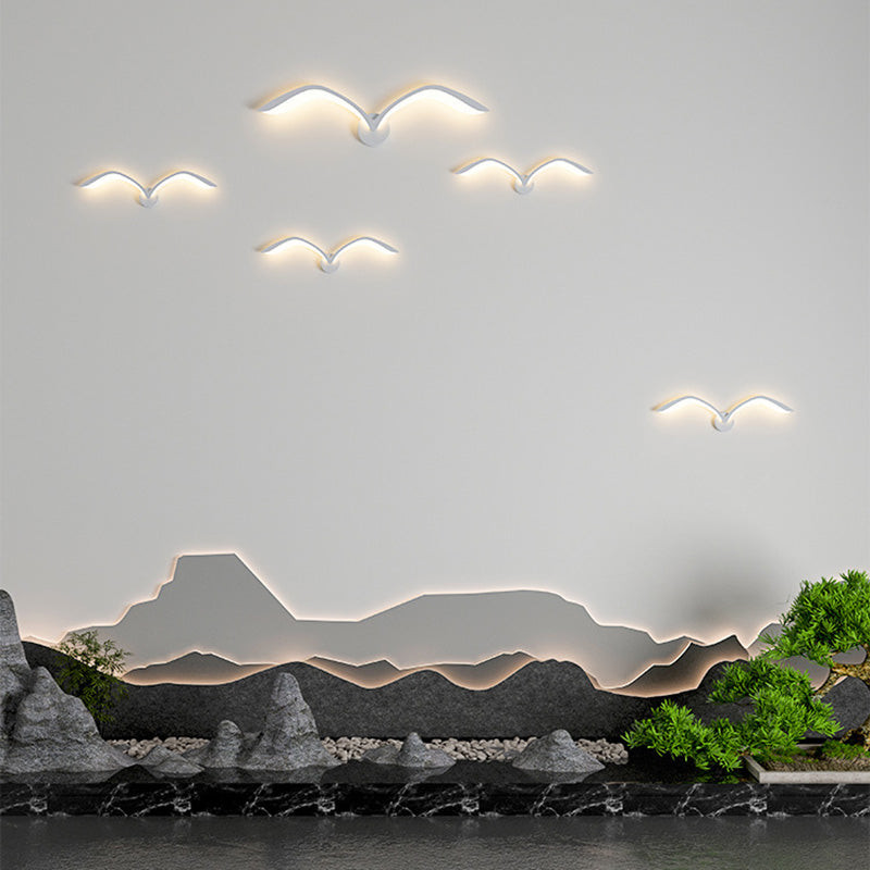 Contemporary Creative Seagull Shape Curved Acrylic Iron LED Wall Sconce Lamp For Living Room