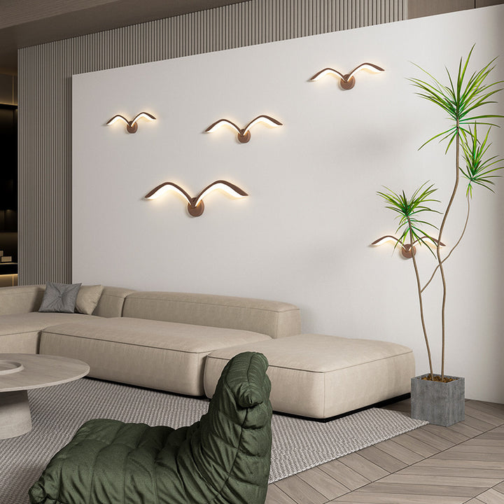 Contemporary Creative Seagull Shape Curved Acrylic Iron LED Wall Sconce Lamp For Living Room
