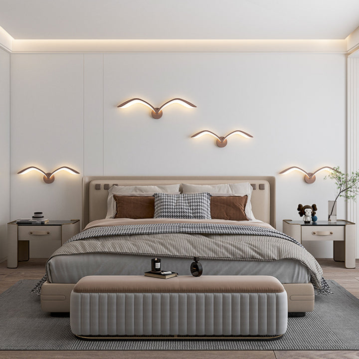 Contemporary Creative Seagull Shape Curved Acrylic Iron LED Wall Sconce Lamp For Living Room