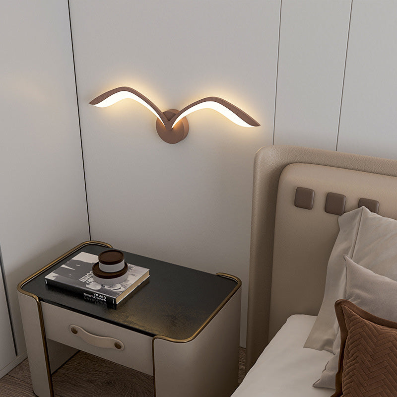 Contemporary Creative Seagull Shape Curved Acrylic Iron LED Wall Sconce Lamp For Living Room