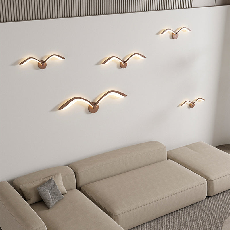 Contemporary Creative Seagull Shape Curved Acrylic Iron LED Wall Sconce Lamp For Living Room