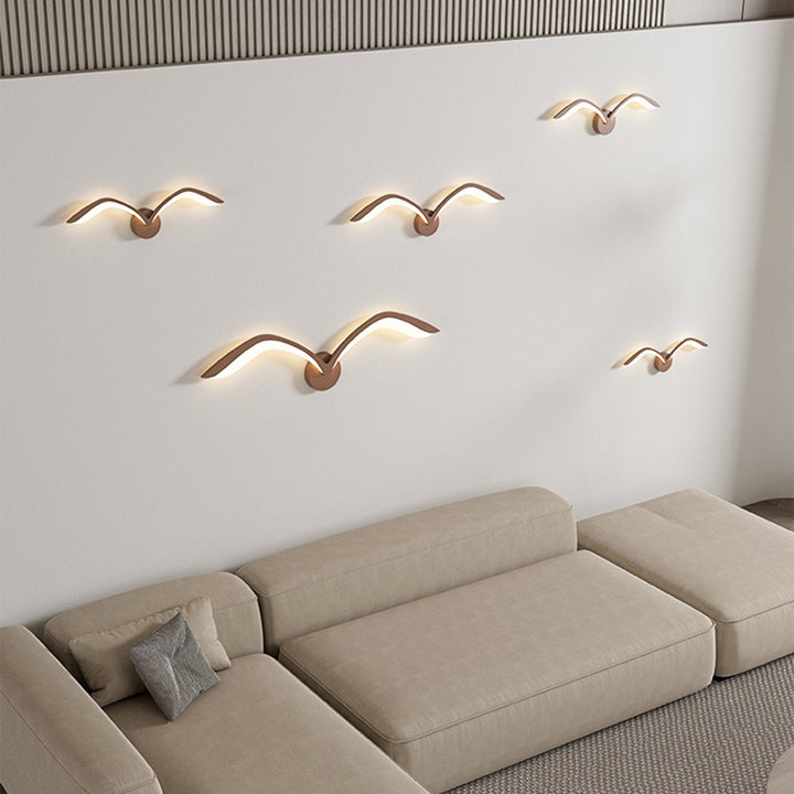 Contemporary Creative Seagull Shape Curved Acrylic Iron LED Wall Sconce Lamp For Living Room