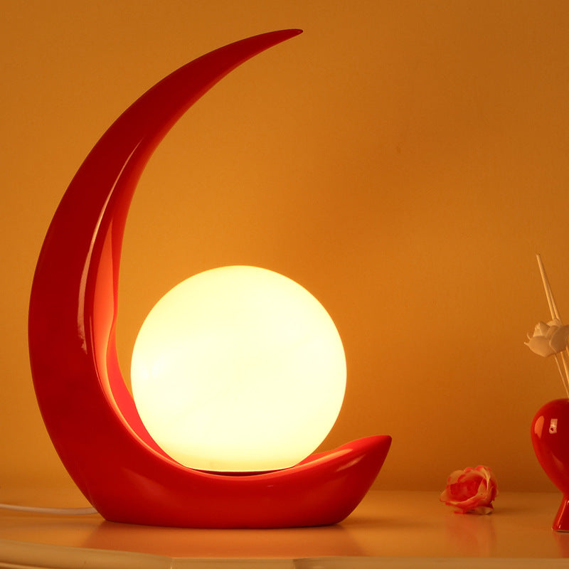 Lampe de table contemporaine en résine et verre en forme d&