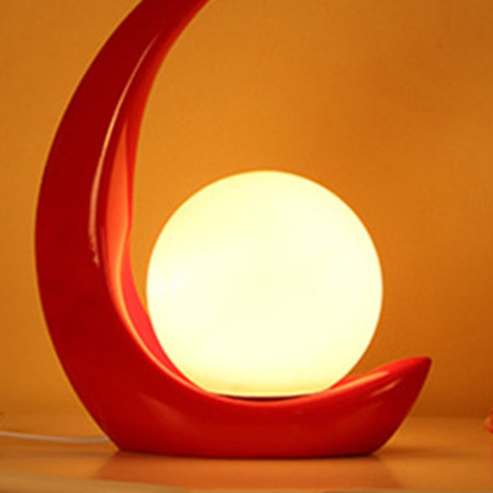 Lampe de table contemporaine en résine et verre en forme d&