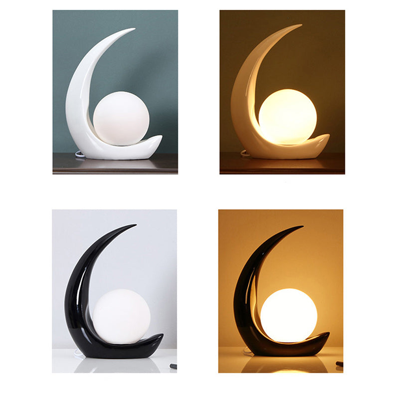 Lampe de table contemporaine en résine et verre en forme d&