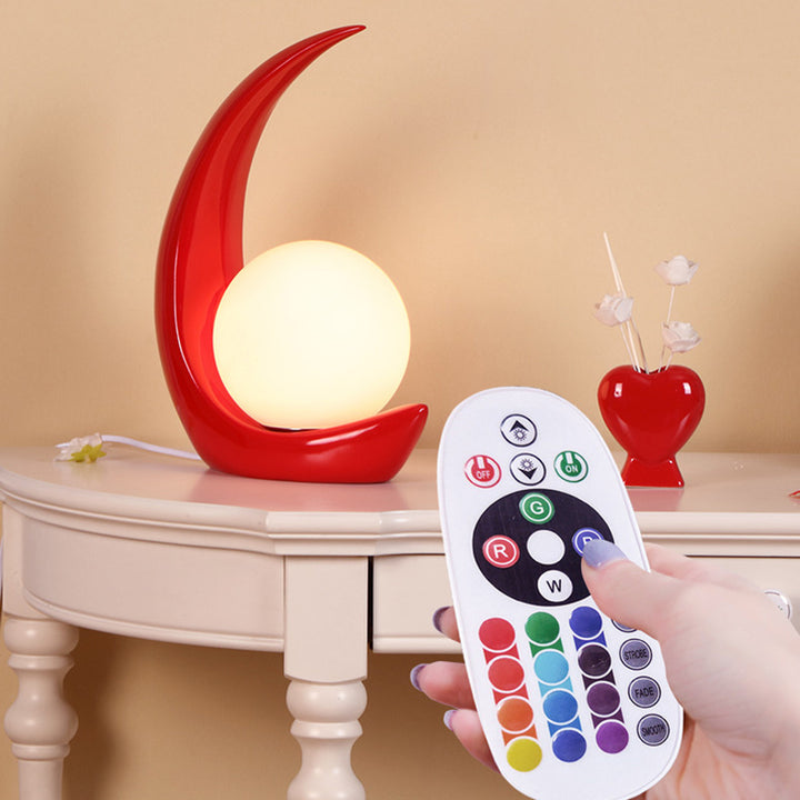 Lampe de table contemporaine en résine et verre en forme d&