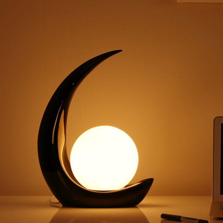 Lampe de table contemporaine en résine et verre en forme d&