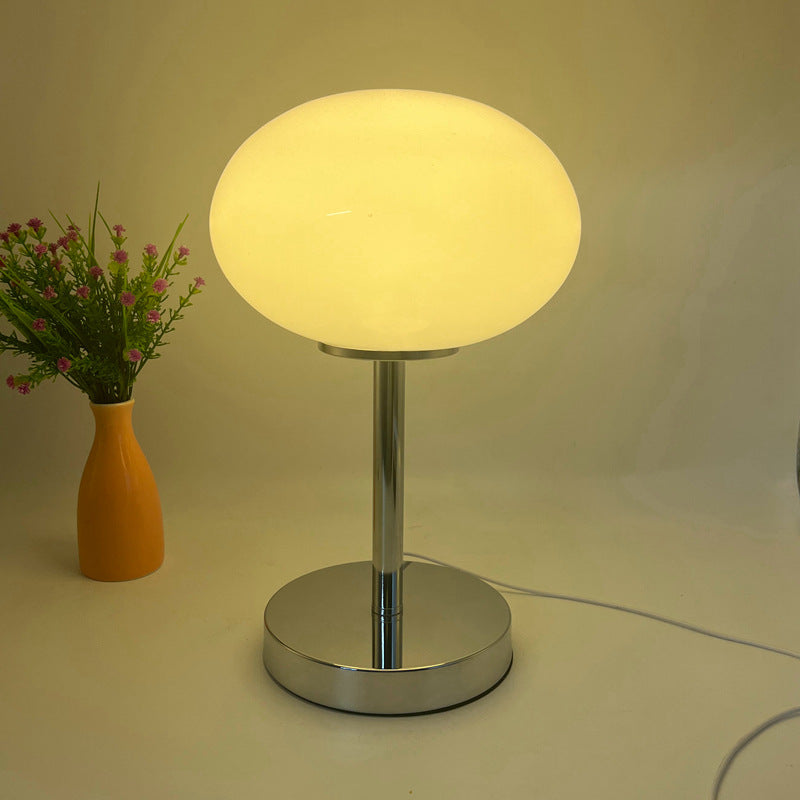 Moderne minimalistische flache Kugel Glas Eisen 1-Licht Tischlampe für Wohnzimmer 